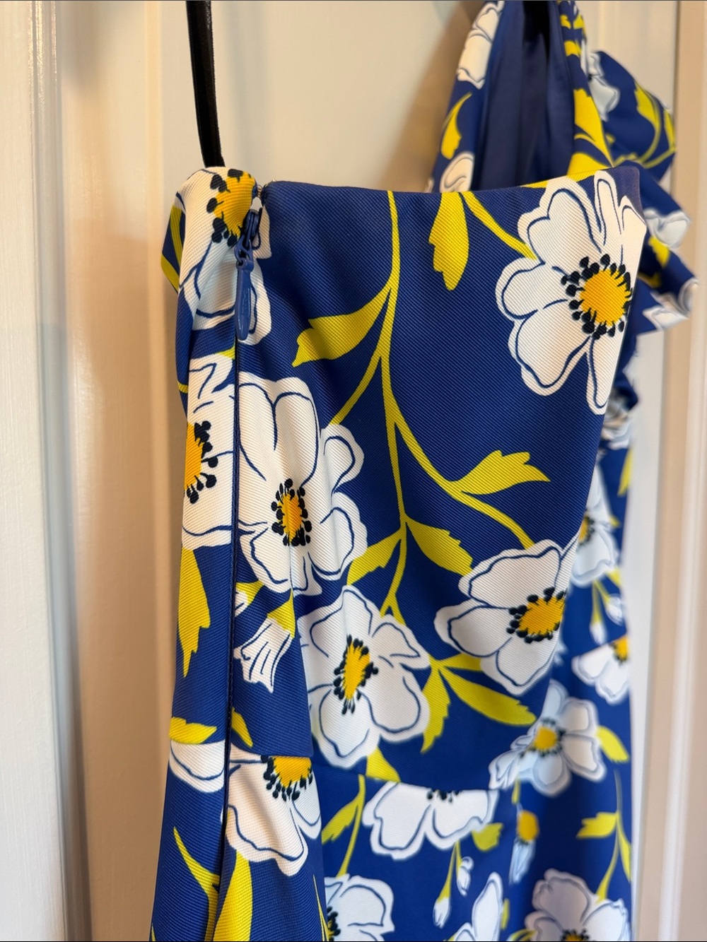kate spade One-Shoulder Royal Blue & Yellow Floral Cocktail Midi Dress • size 6 - Picture 4 of 7